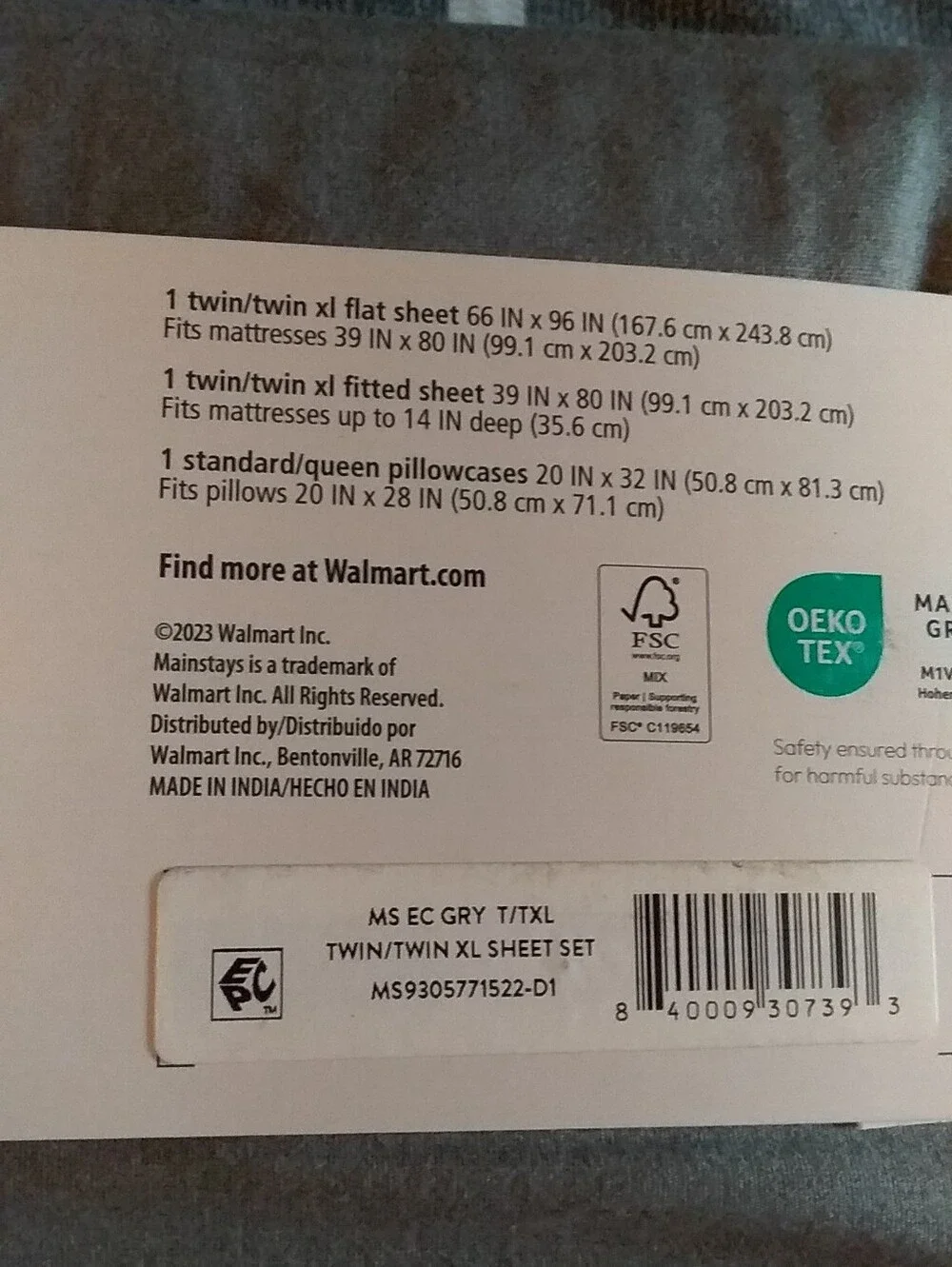 Main Stays Twin / Twin XL Sheet Sets Bundle of 2 New Tan and Gray NIP Mainstays